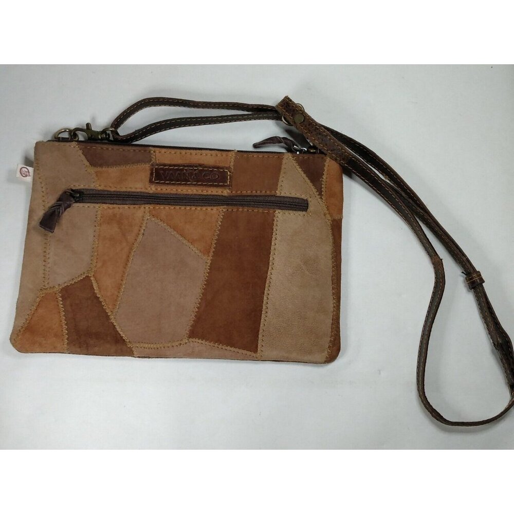 Vaan & Co Leather And Suede Crossbody Bag Print Patchwork Purse Small Handbag